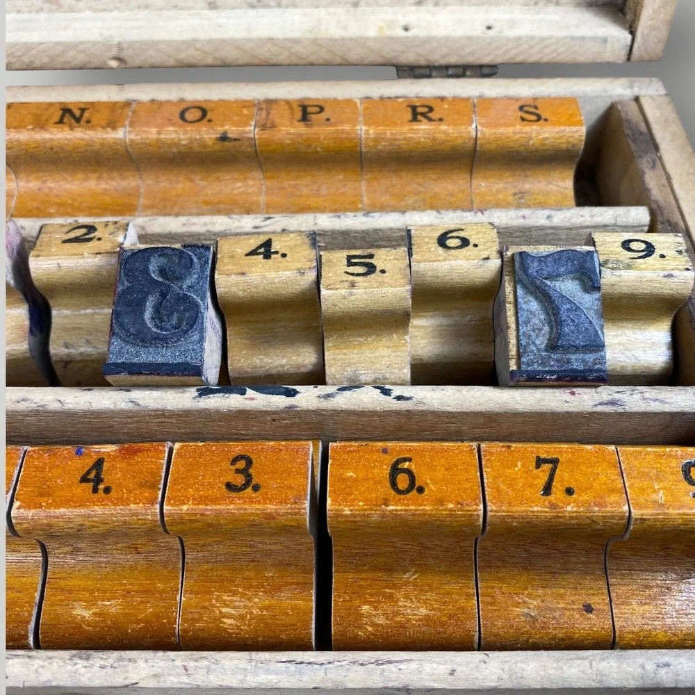 Antique Aristocrat Sign Marker Rubber Stamp Set 1910s-1930s Box 63 Pieces